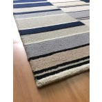 Handmade Wool Modern Ivory/ Navy Blue 5' x 8' lt1357 Area Rug