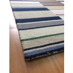 Handmade Wool Modern Ivory/ Blue 5' x 8' lt1358 Area Rug