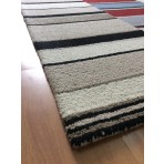 Handmade Wool Modern Ivory/ Black 5' x 8' lt1362 Area Rug