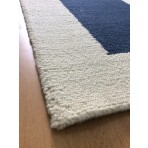 Handmade Wool Modern Ivory/ Blue 5' x 8' lt1418 Area Rug