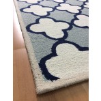 Handmade Wool Modern L.Blue/ Ivory 5' x 8' lt1435 Area Rug