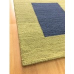 Handmade Wool Modern Green/ Navy Blue 5' x 8' lt1459 Area Rug