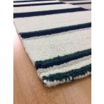 Handmade Wool Modern Ivory/ Navy Blue 5' x 8' lt1510 Area Rug