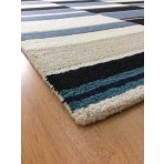 Handmade Wool Modern Ivory/ Blue 5' x 8' lt1549 Area Rug