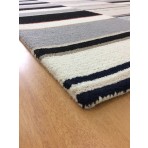Handmade Wool Modern Ivroy/ Black 5' x 8' lt1582 Area Rug