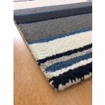 Handmade Wool Modern Ivroy/ Blue 5' x 8' lt1586 Area Rug