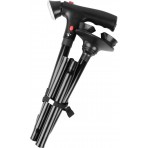 Deluxe Comfort Multi Function Cane and Walking Stick with Led Flashlight - Lightweight Collapsible Aluminum - Flashing Red Alert Lights & Emergency