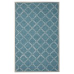 Moroccan Trellis Diamonds Wool Rug 2016-D Teal - Ivory - 3' x 5'