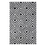 Moroccan Shag Wool Rug 2084 Black - Ivory - 2'6" x 8'