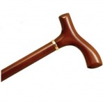 Ladies Wood Cane With Fritz Handle and Collar - Brown Stain