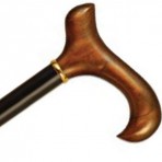 Wood Cane With Mocha Acrylic Derby Handle and Collar - Black Stain