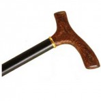 Wood Cane With Acrylic Fritz Handle and Collar - Black Stain