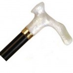 Wood Cane With Pearl Acrylic Contour Handle - Black Stain