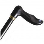 Wood Cane With Black Palm Grip Handle - Black Stain
