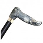 Wood Cane With Gray Marble Palm Grip Handle