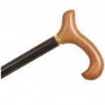 Wood Cane With Natural Stained Derby Handle and Collar - Black Stain