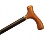 Wood Cane With Natural Stained Fritz Handle and Collar - Black Stain