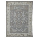 Hand Knotted Oushak Turkish Charcoal Beige Rug 3251 5' x 8'