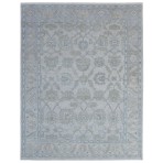 Hand Knotted Oushak Turkish Silver Rug 4251 5' x 8'