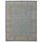 Hand Knotted Oushak Turkish Blue Ivory Rug 5253 8' x 10'