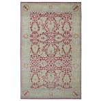 Hand Knotted Oushak Turkish Red Beige Rug 4255 5' x 8'