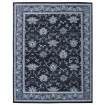 Hand Knotted Oushak Turkish Black Gray Rug 4252 8' x 10'