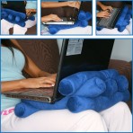 Deluxe Comfort Portable Plush Laptop Desk - Four Fun Colors - Micro-Bead Pillow - Adults And Kids - Laptop Desktop, Blue