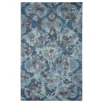 Barret Printed Hand Loom Moroccan Damask Blue Rug 5' x 8'