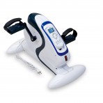 Electronic Smart Mini Exercise Bike, 17" x 16" x 13" - Compact Eliptical Desk Cycle Trainer - Fits Under Most Office Desks - Light Weight Portable Upright Fitness Machine - Leg Exerciser, White