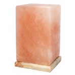 Himalayan Rock Salt Cube Lamp, 9 Inches Tall - Soft Calm Therapeutic Light - Uniquely Handcrafted Crystal Cube Design On Onyx Marble Base - Tibetan Evaporated Rock Lamps - Table Lamp, Dark Orange Hue