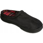 Deluxe Comfort Mens Memory Foam Slipper, Size 11-12 - Suede Vamp Checkered Lining - Memory Foam Insole - Strong TPR Outsole - Mens Slippers, Black