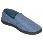 Deluxe Comfort Mens Memory Foam Slipper, Size 9-10 - Soft Linen 120D SBR Insole & Rubber Outsole - Pure Suede Shoes - Non Marking Sole - Mens Slippers, Blue