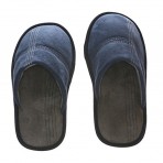 Deluxe Comfort Mens Slip-On Memory Foam Deck Slipper, Size 7-8 - Comfy Plush Micro Fleece Lining - Durable Non-Marking Ruber Sole - Wear Resistant Microsuede - Mens Slippers, Navy Blue