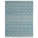 Trendy Silky 4252 Floral Turkish Hand Knotted Blue Rug 8' x 10'