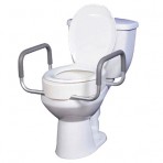 Elevated Toilet Seat With Arms For Elongated Toilet Seats