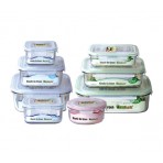 16 Pc Set - 3 Rectangle Pcs 4 Square Pcs 1 Round Pc Go Green Glasslock Sets