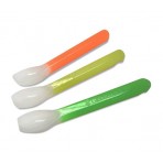 3 Pc Silicone Baby Spoon Set In Green Yellow & Orange