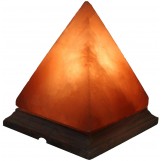 Himalayan Rock Salt Pyramid Lamp, 8 Inches Tall - Soft Calm Therapeutic Light - Handcrafted Crystal Pyramid Design 7" x 7" Finished Wood Base -