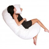 Deluxe Comfort C Shaped Full Body Pillow - Total Body Length - Prenatal Pregnancy Pillow - Full Body Side Sleeper - Body Pillow, White