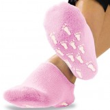 Deluxe Comfort Womens Terry Gel-Lined Moisturizing Booties, One Size - Infused With Essential Oils - Gel Lining - Non-Slip Comfort Grips - Socks, Pink