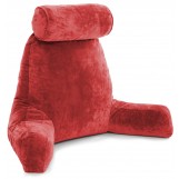 Husband Pillow Bedrest Reading & Support Bed Backrest With Arms Red - Shredded Foam Reading Pillow - Bed Rest Pillow Makes A Comfy And Therapeutic Cuddle Buddy Any Time You Need One