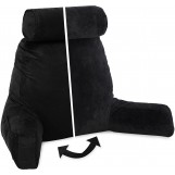 Husband Pillow, Aspen Edition - Stable Black Big Support Bed Backrest Reversable MicroSuede/MicroFiber Reading Pillow