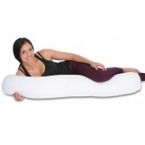 Deluxe Comfort Microbead Body Pillow, 47" x 7" - Mooshi Squishy Soft - Prenatal Pregnancy Pillow - Full Body Side Sleeper - Body Pillow, White