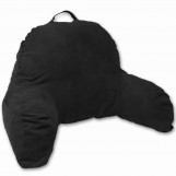Deluxe Comfort Microsuede Bed Rest - Reading and Bedrest Lounger - Sitting Supprt Pillow - Soft But Firmly Stuffed Fiberfill - Backrest Pillow With Arms, Black