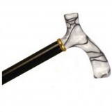 Wood Cane With Black Pearl Swirl Acrylic Fritz Handle and Collar - Black Stain