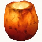 Himalayan Rock Salt Natural Crystal Candleholder, One Candle - Soft Calm Therapeutic Candle Light - Unique Naturally Formed Salt Crystal Handcrafted Design - Candleholder, Dark Orange Hue