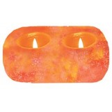 Himalayan Rock Salt Natural Crystal Dual Candleholder, Two Candle - Soft Calm Therapeutic Candle Light - Unique Naturally Formed Salt Crystal