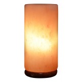 Himalayan Rock Salt Cylinder Lamp, 7 Inches Tall - Soft Calm Therapeutic Light - Smoothly Carved Handcrafted Cylindrical Design - Finished Wood Base -