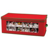 Holiday Ornament Storage Chest -- 3-tier Storage Ornaments -- Holiday Ornament Storage Chest for 54-Piece, Red with Green Trim -- This beautiful storage chest will be the ideal keeping place for precious holiday ornaments