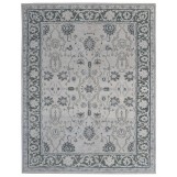 Hand Knotted Oushak Turkish Ivory Green Rug 4255 8' x 10'